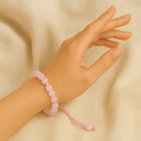 Bracelet en quartz rose naturel tressé et ajustable