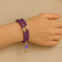 Bracelet double cercle améthyste avec pendentif lune