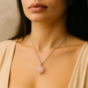 Collier en argent S925 avec pendentif en quartz rose