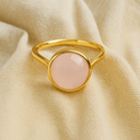 Bague ronde ajustable en quartz rose