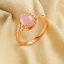 Bague en quartz rose en argent S925 couleur or rose
