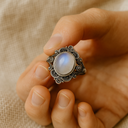 Bague ajustable pierre de lune vintage