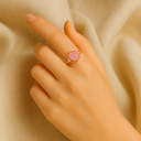 Bague en quartz rose en argent S925 couleur or rose