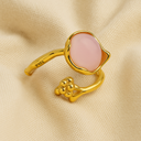 Bague en quartz rose motif fleur