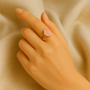 Bague en quartz rose motif fleur