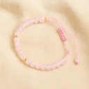Bracelet en quartz rose naturel tressé et ajustable