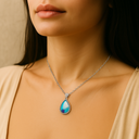 Collier pendentif goutte d'eau pierre de lune en argent Sterling 925