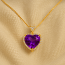 Collier en argent 925 avec pendentif améthyste en forme de cœur