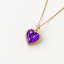Collier en argent 925 avec pendentif améthyste en forme de cœur