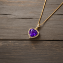 Collier en argent 925 avec pendentif améthyste en forme de cœur
