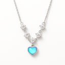 Collier en argent 925 avec pendentif en forme de cœur en pierre de lune