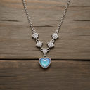 Collier en argent 925 avec pendentif en forme de cœur en pierre de lune