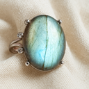 Bague ajustable labradorite naturelle