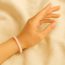 Bracelet en perles de quartz rose