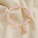 Bracelet quartz rose avec pendentif coeur