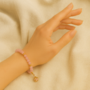Bracelet quartz rose avec pendentif coeur