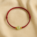 Bracelet ajustable pierre de jade porte bonheur