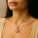Collier ras-de-cou en quartz rose naturel