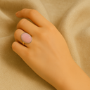 Bague ovale en quartz rose ajustable