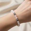 Bracelet perles pierre de lune, labradorite et quartz rose
