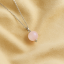 Collier en argent S925 avec pendentif en quartz rose
