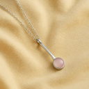 Collier en argent 925 avec pendentif en quartz rose naturel