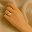 Bague ronde ajustable en quartz rose
