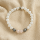 Bracelet perles pierre de lune, labradorite et quartz rose