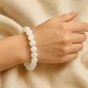 Bracelet élastique pierre de lune blanche