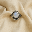 Bague ajustable pierre de lune vintage