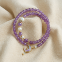 Bracelet double cercle améthyste avec pendentif lune